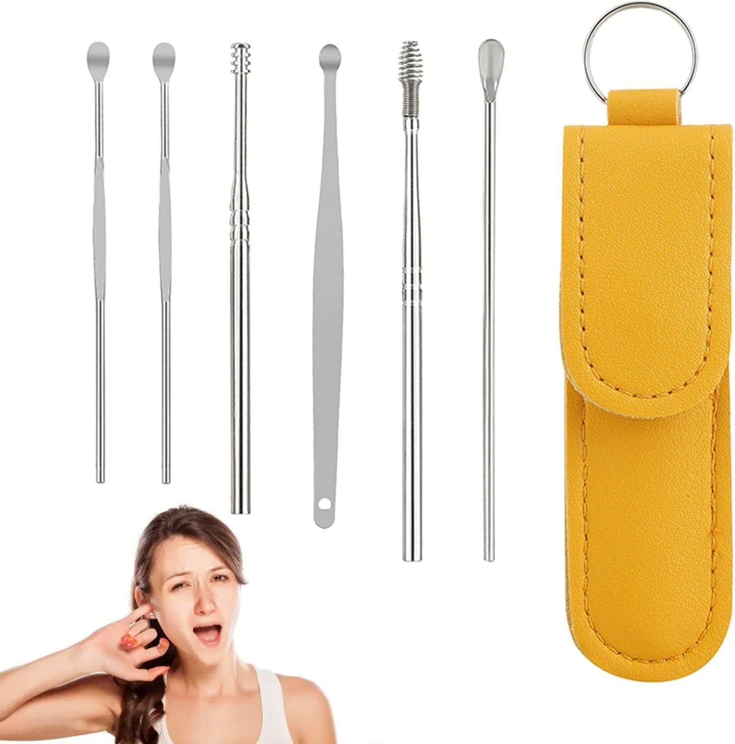 Ear Wax Cleaning Kit, 6 Pcs – Spring Ear Pick Tools for Kids & Adults