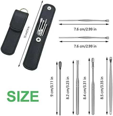 Ear Wax Cleaning Kit, 6 Pcs – Spring Ear Pick Tools for Kids & Adults
